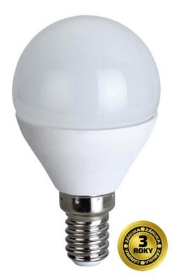 LED žárovka, miniglobe, 6W, E14, 3000K, 420lm, bílé provedení